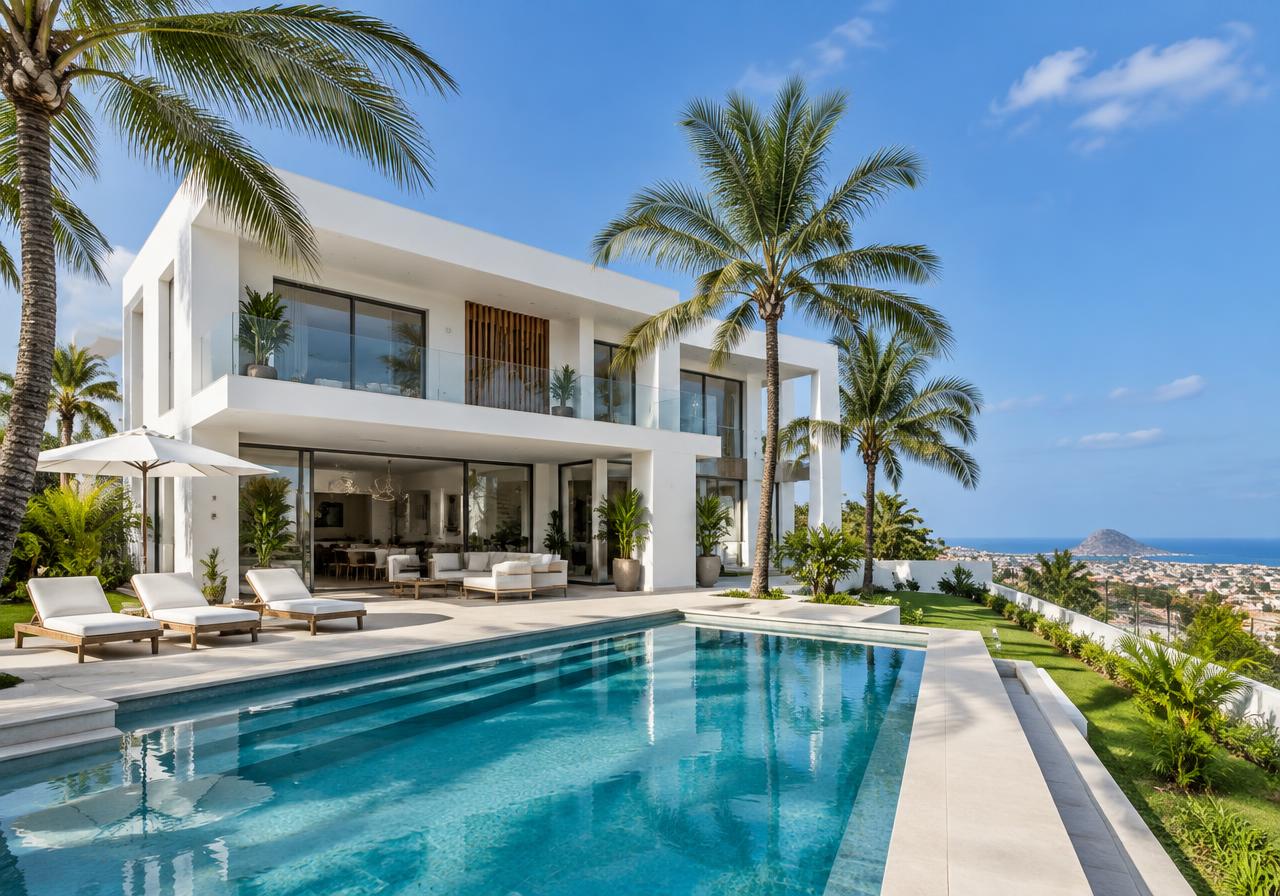Villa contemporaine avec piscine et vue mer